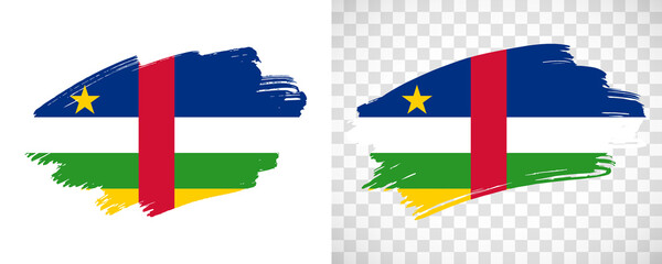 Fototapeta premium Artistic Central African Republic flag with isolated brush painted textured with transparent and solid background