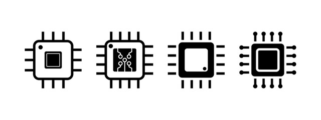 Chip icon set design template vector isolated illustration