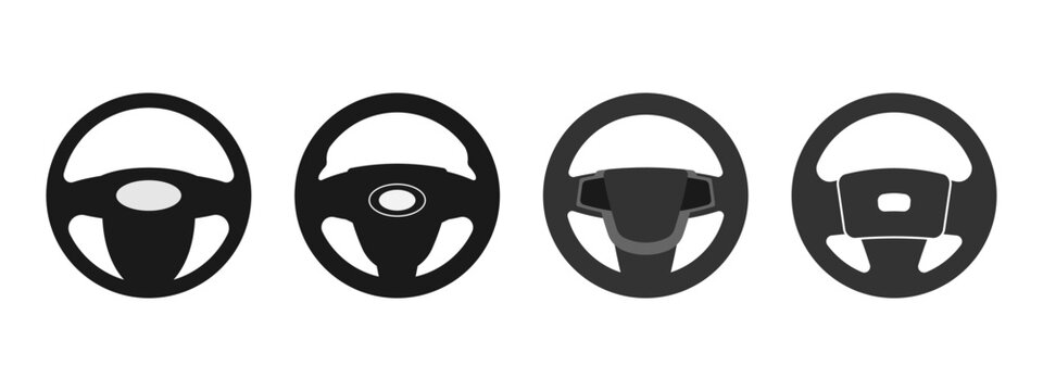 Steering wheel icon set design template vector isolated illustration