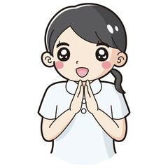 ときめく白衣を着た女性のイラスト