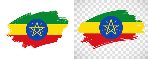Artistic Ethiopia flag with isolated brush painted textured with transparent and solid background