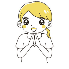 ときめく白衣を着た女性のイラスト