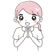 ときめく白衣を着た女性のイラスト