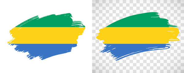 Artistic Gabon flag with isolated brush painted textured with transparent and solid background