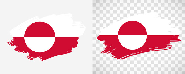 Artistic Greenland flag with isolated brush painted textured with transparent and solid background