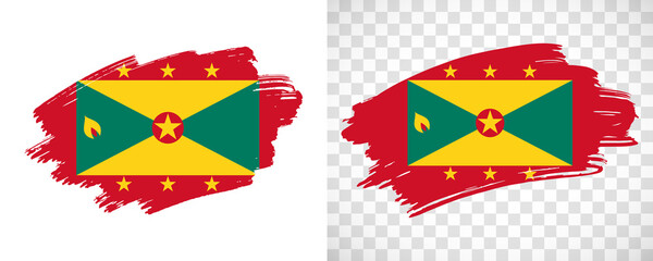 Artistic Grenada flag with isolated brush painted textured with transparent and solid background