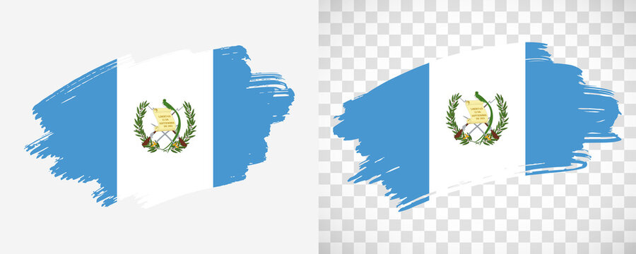 Artistic Guatemala flag with isolated brush painted textured with transparent and solid background