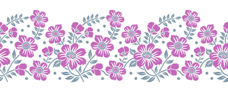 Vector horizontal floral border design