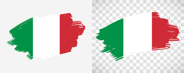Artistic Italy flag with isolated brush painted textured with transparent and solid background