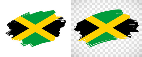 Artistic Jamaica flag with isolated brush painted textured with transparent and solid background - obrazy, fototapety, plakaty