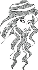 Beauty Hair Pattern Design vector drawing	