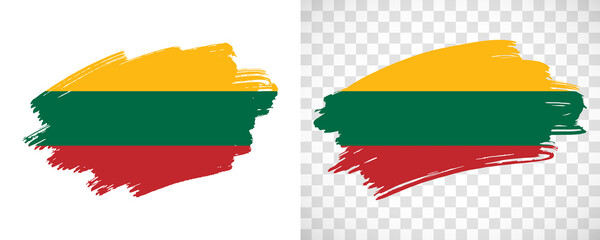 Artistic Lithuania flag with isolated brush painted textured with transparent and solid background