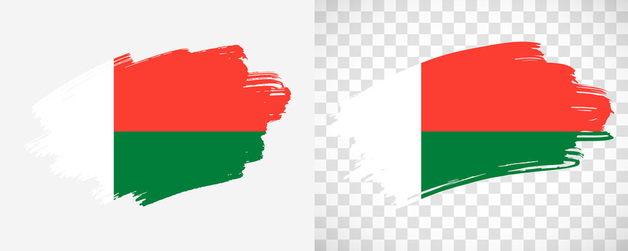 Artistic Madagascar flag with isolated brush painted textured with transparent and solid background