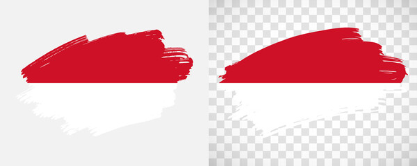 Artistic Monaco flag with isolated brush painted textured with transparent and solid background