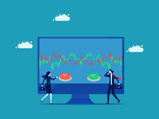 Businessman trading stocks online. investment concept vector illustration eps