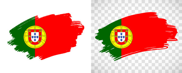 Artistic Portugal flag with isolated brush painted textured with transparent and solid background