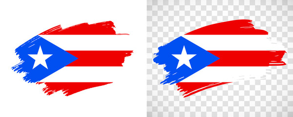 Artistic Puerto Rico flag with isolated brush painted textured with transparent and solid background
