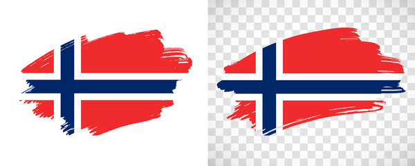 Artistic Norway flag with isolated brush painted textured with transparent and solid background