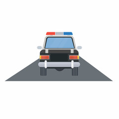 Police car. Police car is driving on the road, vector illustration © Denis Lytiagin