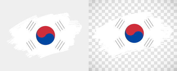 Artistic South Korea flag with isolated brush painted textured with transparent and solid background