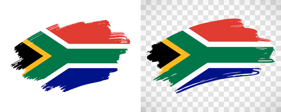 Artistic South Africa flag with isolated brush painted textured with transparent and solid background