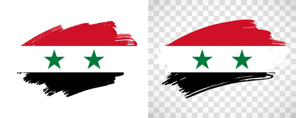 Artistic Syria flag with isolated brush painted textured with transparent and solid background