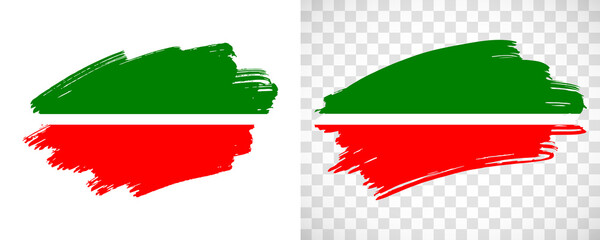 Artistic Tatarstan flag with isolated brush painted textured with transparent and solid background