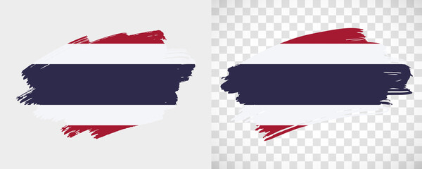 Artistic Thailand flag with isolated brush painted textured with transparent and solid background