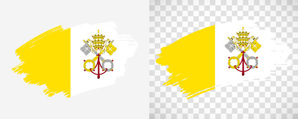 Artistic Vatican City flag with isolated brush painted textured with transparent and solid background