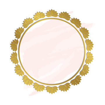 gold lotus label frame, vector