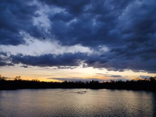 Sunset over lake