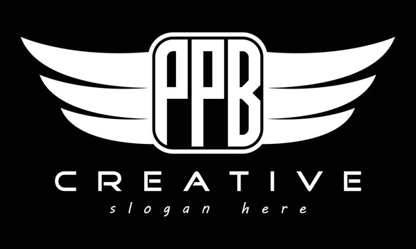 PPB three Letter wing minimalist creative concept icon eagle symbol professional logo design, Vector template