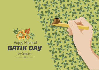 Happy Indonesia national batik day illustration