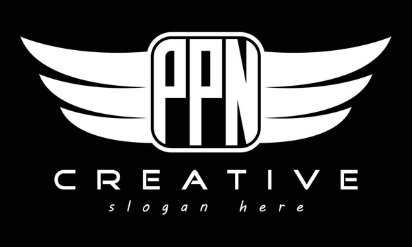 PPN three Letter wing minimalist creative concept icon eagle symbol professional logo design, Vector template