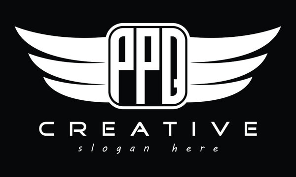 PPQ three Letter wing minimalist creative concept icon eagle symbol professional logo design, Vector template