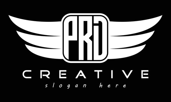 PRD three Letter wing minimalist creative concept icon eagle symbol professional logo design, Vector template