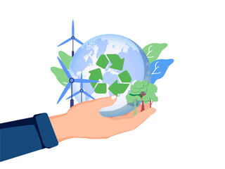 Sustainable ESG industry. ESG icon concept in the hand for environmental, social, and governance in sustainable ethical