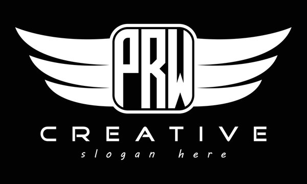 PRW three Letter wing minimalist creative concept icon eagle symbol professional logo design, Vector template
