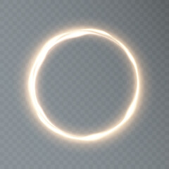 Light gold circle. Round golden line light effect. Glowing golden circle. PNG. EPS vector	
