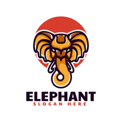 Vector Logo Illustration Elephant Simple Mascot Style.