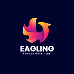 Vector Logo Illustration Eagle Gradient Colorful Style.