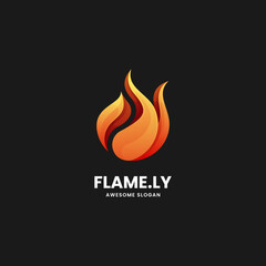 Vector Logo Illustration Flame Gradient Colorful Style.