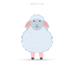Sheep vector icon. Funny cute sheep or lamb characters. Isolated drawing