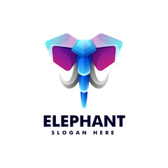 Vector Logo Illustration Elephant Gradient Colorful Style.