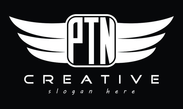 PTN three Letter wing minimalist creative concept icon eagle symbol professional logo design, Vector template