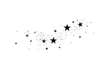 Stars on a white background. Black star shooting with an elegant star.Meteoroid, comet, asteroid, stars.