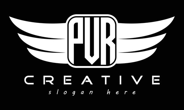 PVR three Letter wing minimalist creative concept icon eagle symbol professional logo design, Vector template