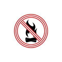 No campfire sign isolated on white background