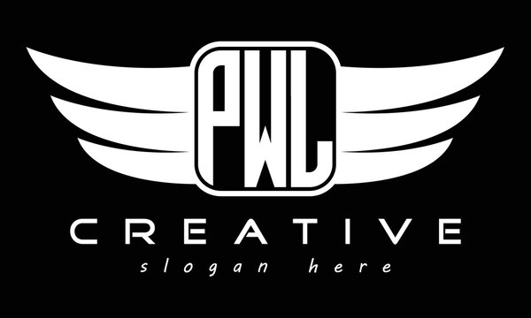 PWL three Letter wing minimalist creative concept icon eagle symbol professional logo design, Vector template