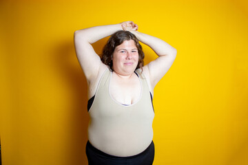 confident fat young woman smiling. plus size model
